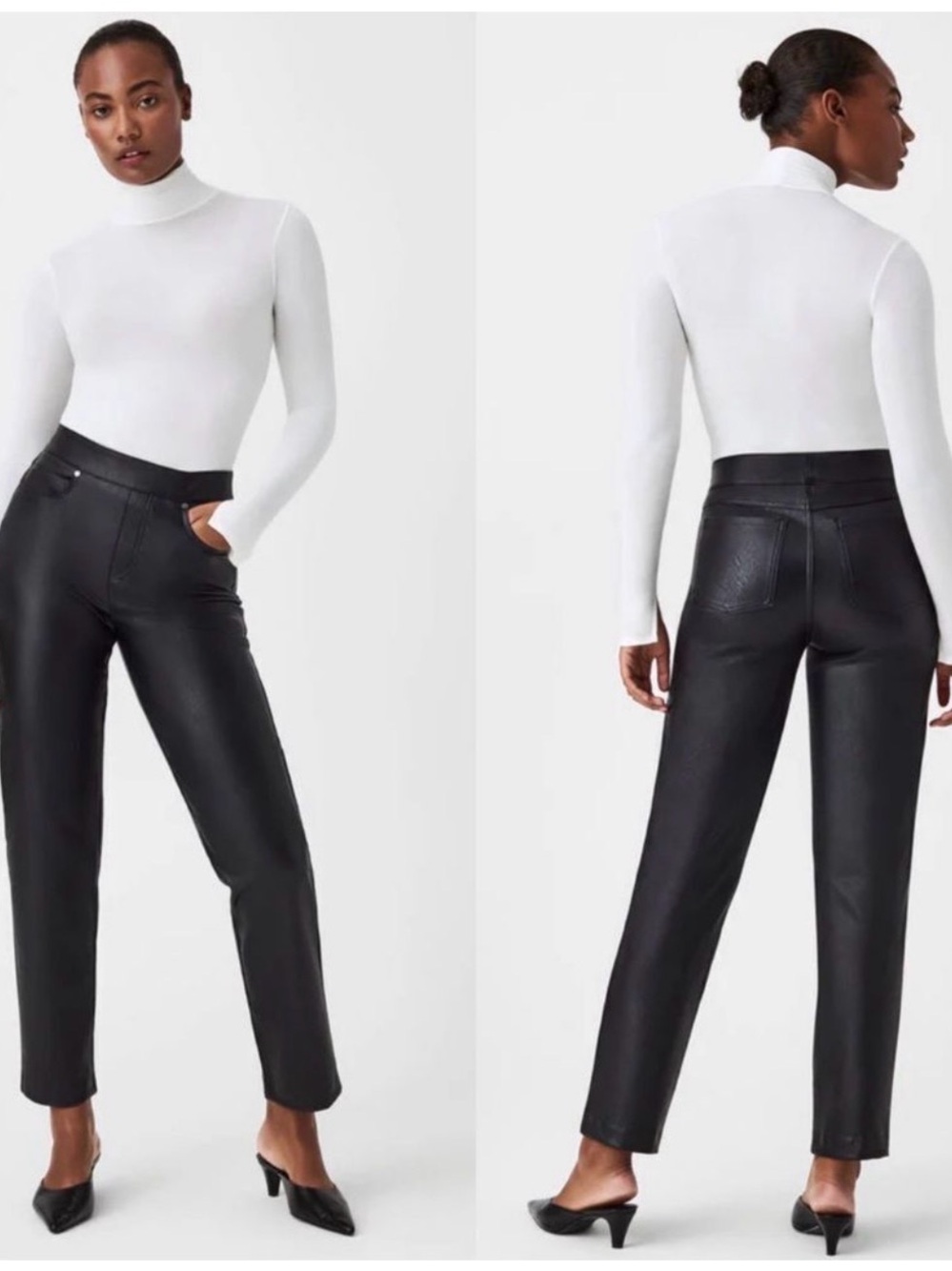 SPANX Faux Leather Straight Leg Pants - Black